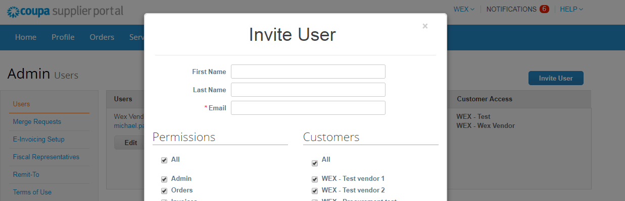 Portal Overview - Invite User