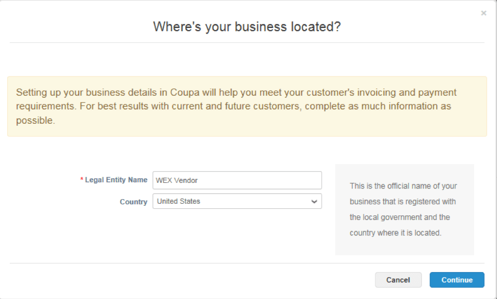 Setting up business details