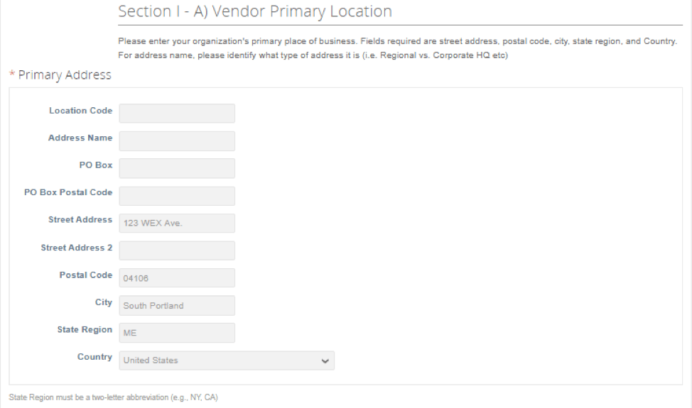 filling out vendor update form