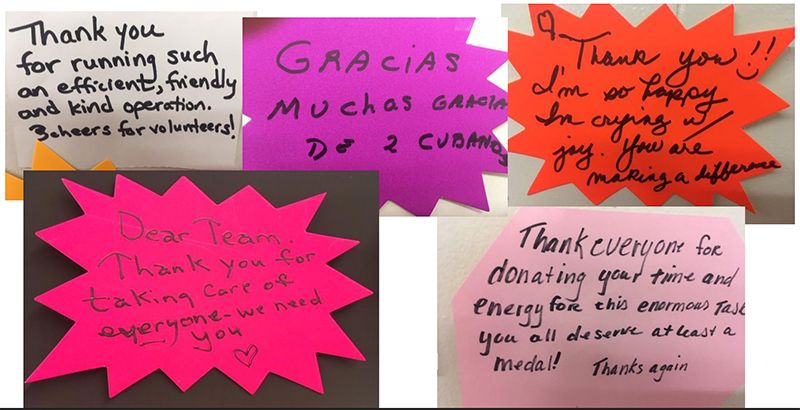 Messages from Clinic Patients on a Gratitude Wall at Scarborough Downs