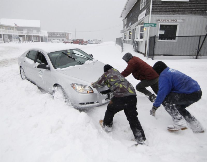 Providing a Much-Needed Assist Out of a Snowbank in Southern Maine After a Storm