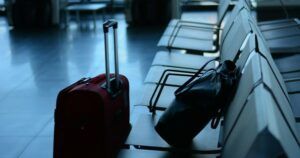 suitcases at an airport