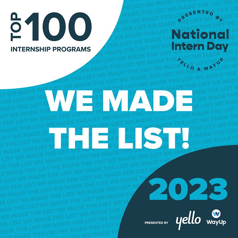 The Yello and WayUp Top-100 Internship Programs recognition.