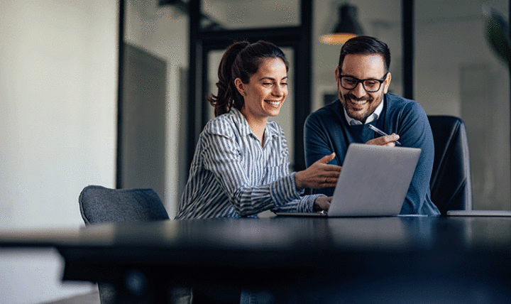 Two happy business colleagues