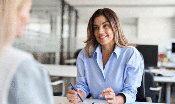 Financial manager helping her client