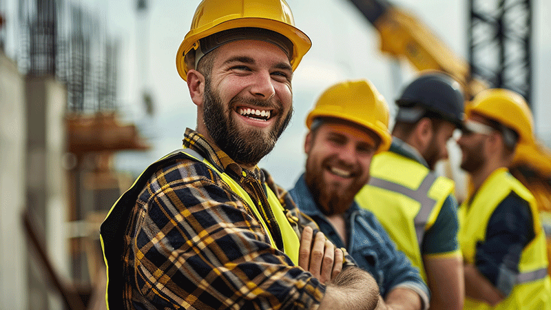 Happy construction worker smiling