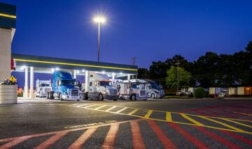 trucks at a truck stop